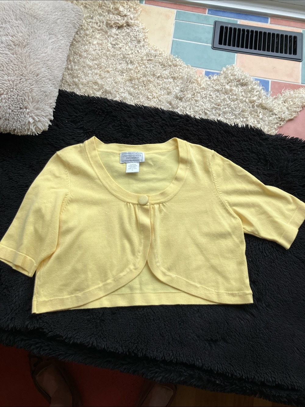 united states sweaters Yellow Cropped Crewneck Cardigan Bolero